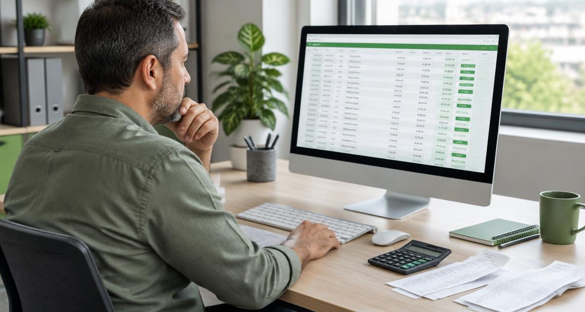 Empresário analisando o extrato de recebíveis de cartão no computador, comparando a taxa contratada com a taxa cobrada pela maquininha